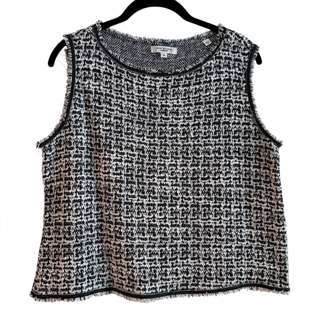 Black & White Tweed Sleeveless Sweater Vest